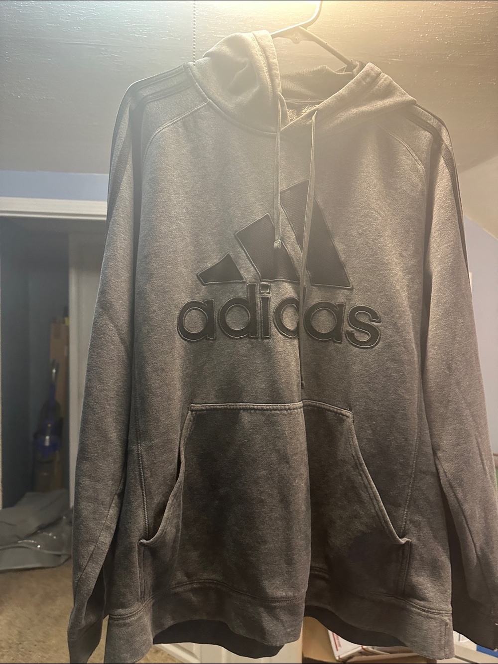 adidas Gray Men's Pullover Hoodie with Front Logo
